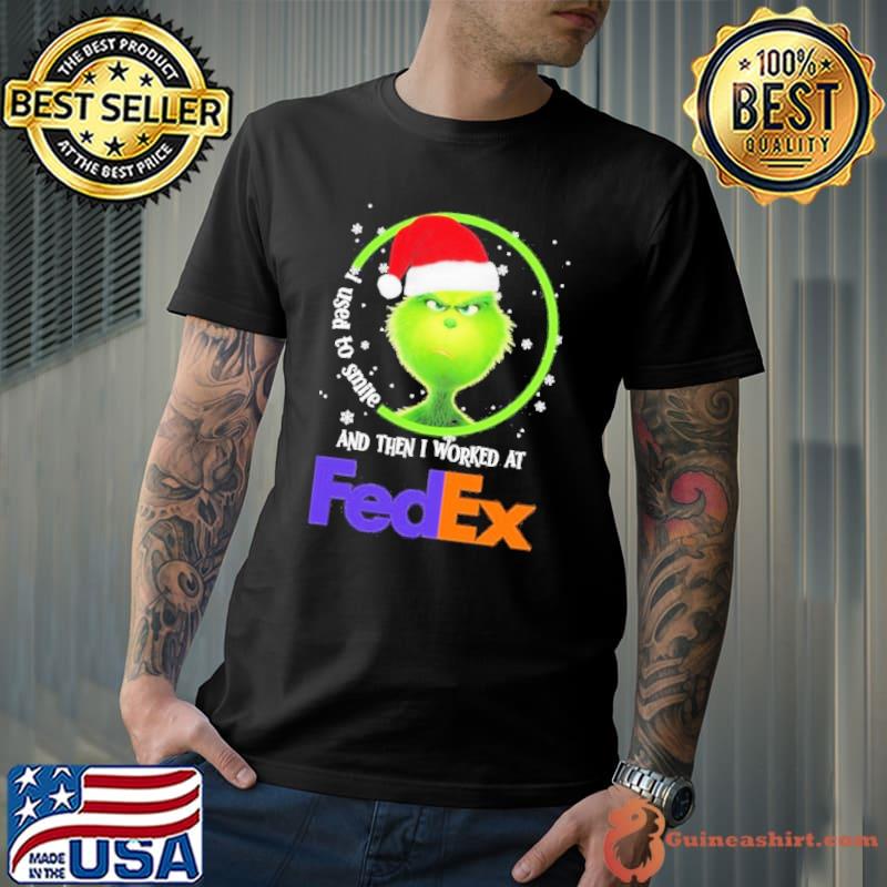 Santa Grinch I Used to Smile and then I Worked at Fedex Merry Christmas 2023 Shirt