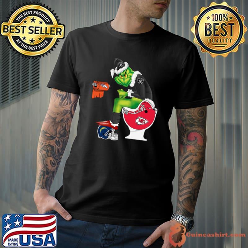 Santa Grinch Oakland Raiders toilet Christmas 2023 shirt