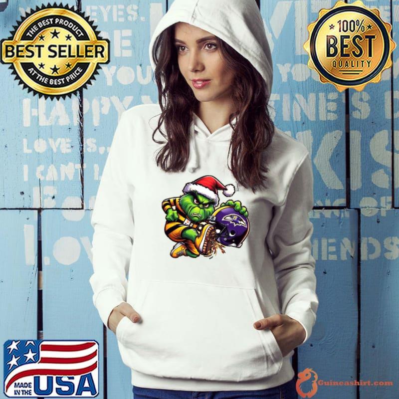 Santa Grinch Pittsburgh Steelers Shoot Baltimore Ravens Christmas Shirt Hoodie