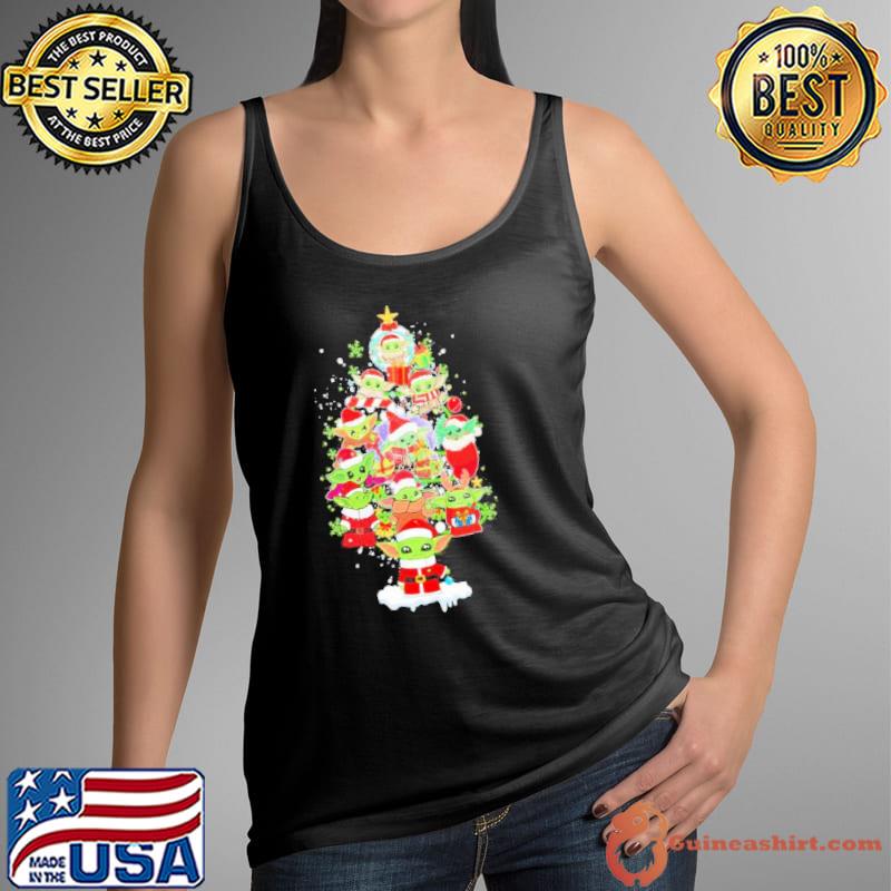 Santa Hat Baby Yoda Merry Christmas Tree 2023 Shirt Tank Top