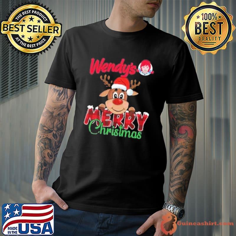 Santa Reindeer merry christmas Wendy’s 2023 shirt