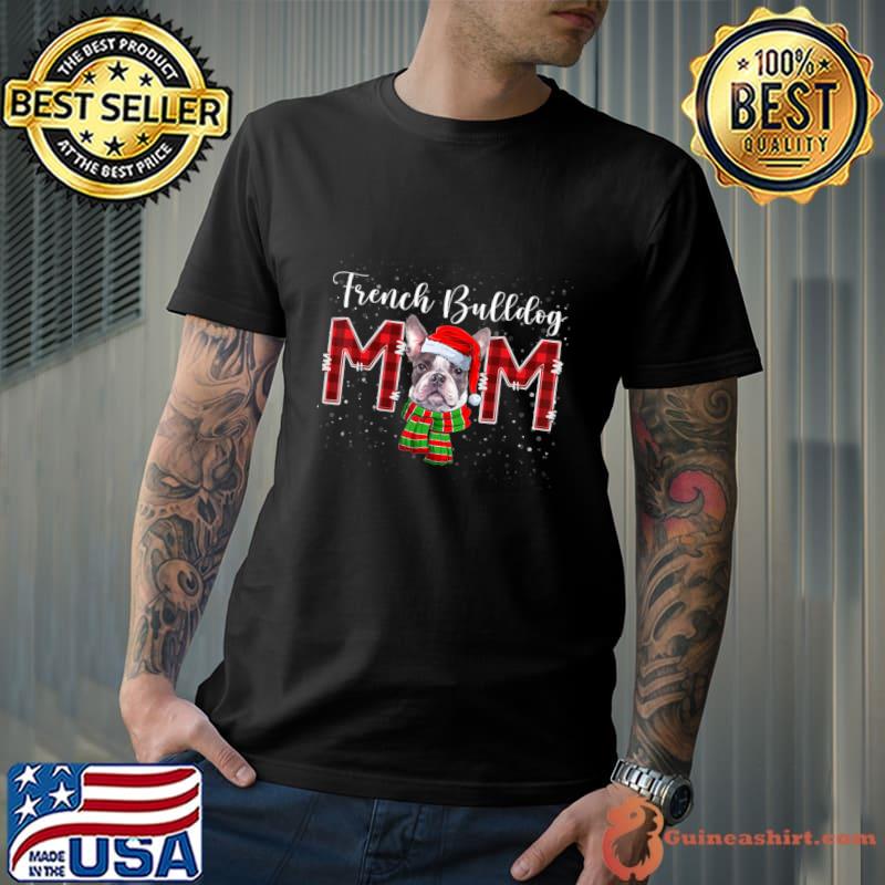 Santa Scarf Dog French Bulldog Mom Christmas Dog Lover Santa Hat T-Shirt