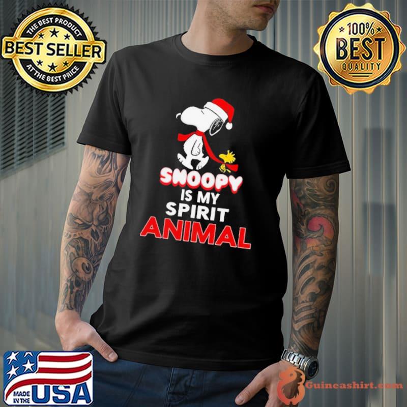 Santa Snoopy And Woodstock Is My Spirit Animal Christmas 2023 Shirt