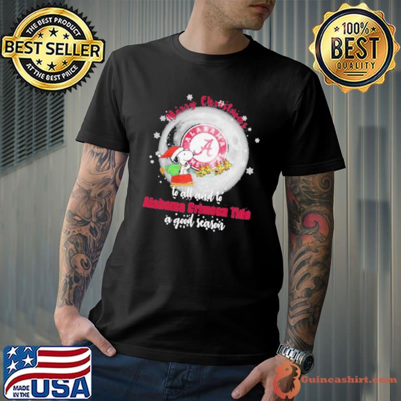 Santa Snoopy merry christmas to all and to Alabama Crimson Tide a good season shirt