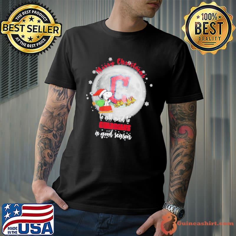 Santa Snoopy merry christmas to all and to Cleveland Guardians a good season shirt
