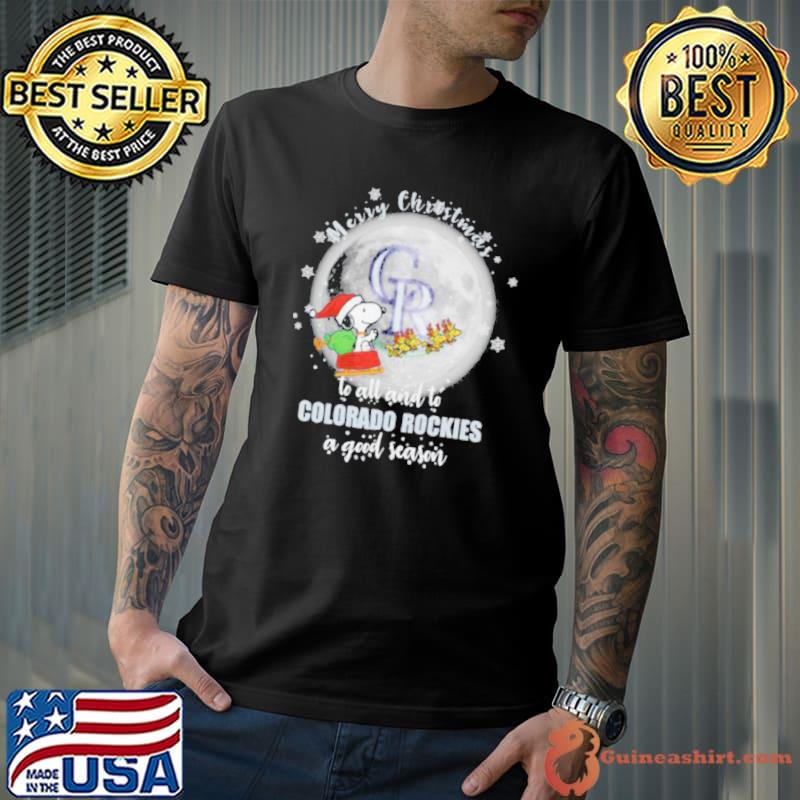 Santa Snoopy merry christmas to all and to Colorado Rockies a good season shirt