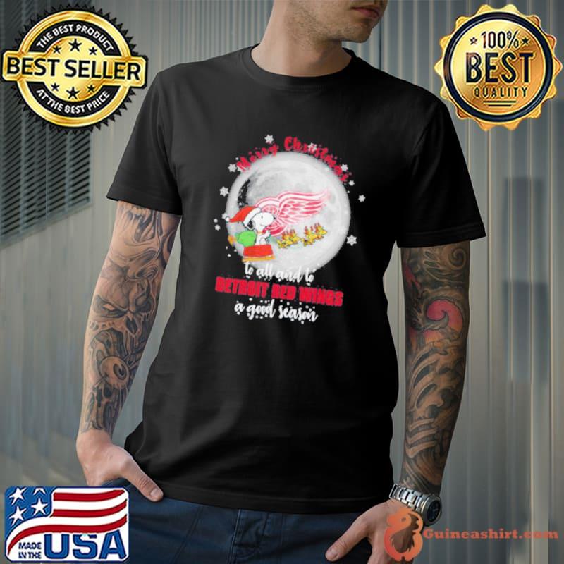 Santa Snoopy merry christmas to all and to Detroit Red Wings a good season shirt