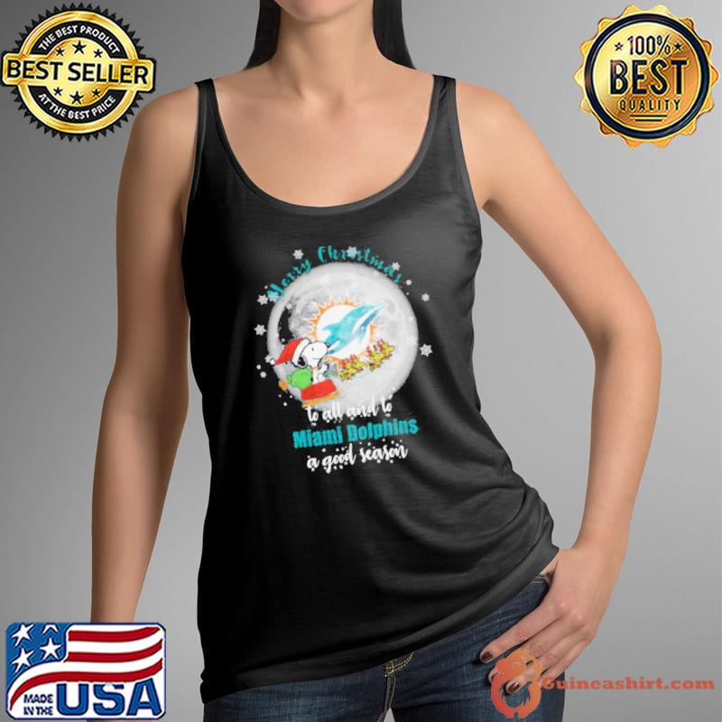 Santa Snoopy merry christmas to all and to Miami Dolphins a good season s Tank Top
