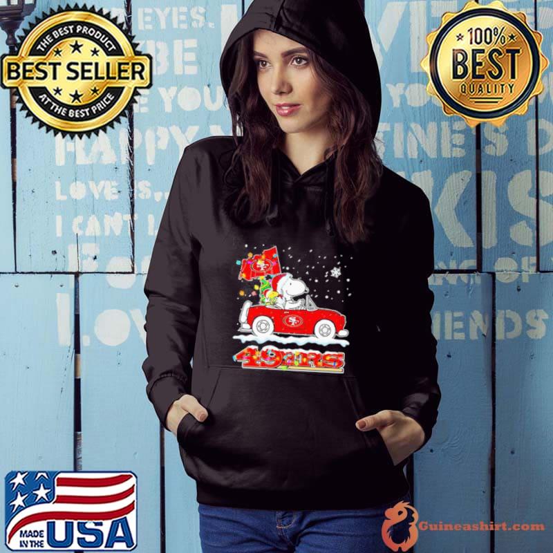 Santa Snoopy Peanut driving car San Francisco 49ers merry christmas s Hoodie