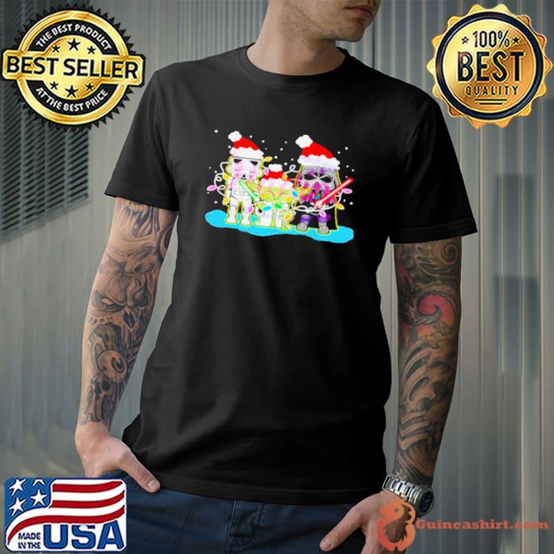 Santa Star Wars Characters Christmas lights shirt