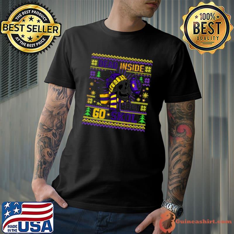 Skull dead inside but go Minnesota Vikings Ugly Christmas shirt