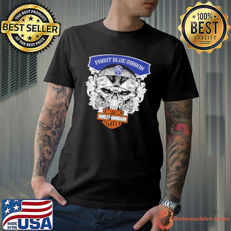 Skull Harley Davidson Pabst Blue Ribbon Shirt