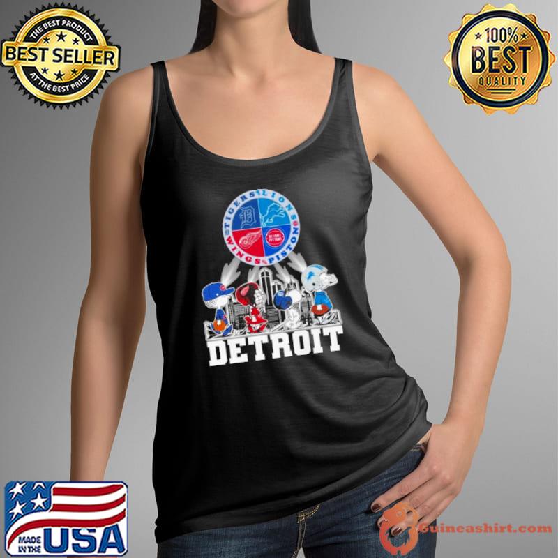 Snoopy And Friends Detroit Tigers Lions Piston Wings City Line s Tank Top