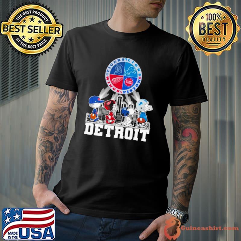 Snoopy And Friends Detroit Tigers Lions Piston Wings City Line shirt