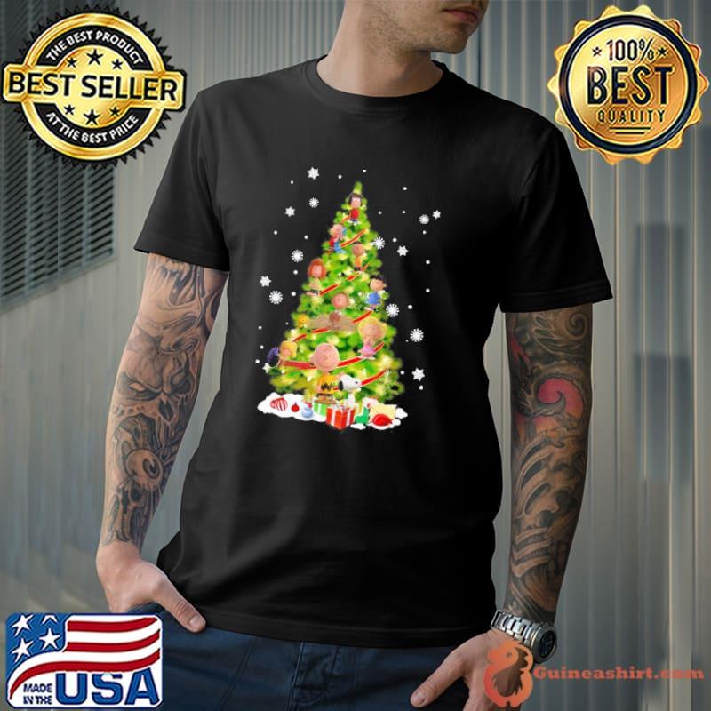 Snoopy Charlie Brown Woodstock Team Merry Christmas Tree shirt
