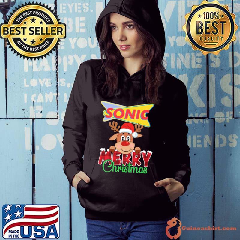 Sonic Drive-In symbol merry christmas reindeer santa hat s Hoodie