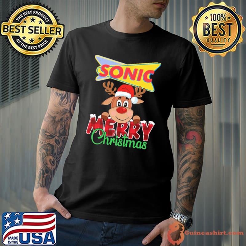 Sonic Drive-In symbol merry christmas reindeer santa hat shirt