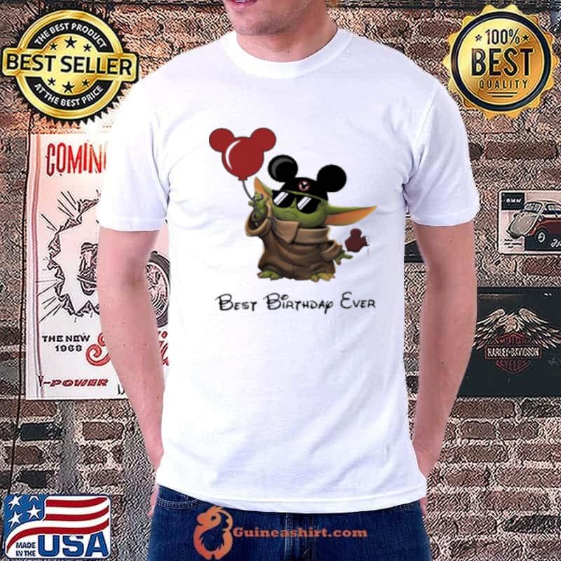 Star Wars Baby Yoda Holding Balloon Mickey Mouse Best Birthday Ever Shirt