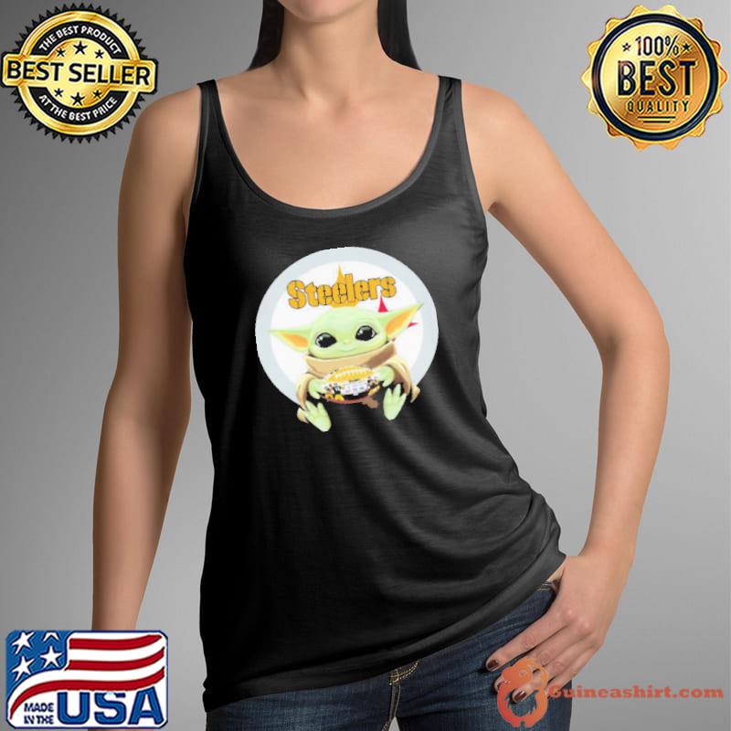 Star Wars Baby Yoda Hug Pittsburgh Steelers Football Logo Shirt Tank Top