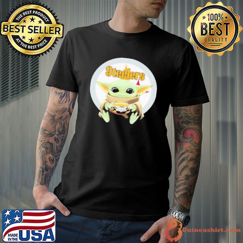 Star Wars Baby Yoda Hug Pittsburgh Steelers Football Logo Shirt