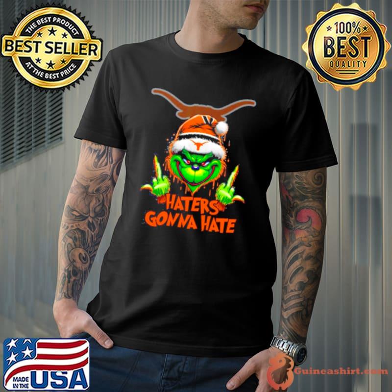 Texas Longhorns Grinch Santa Middle finger haters gonna hate shirt