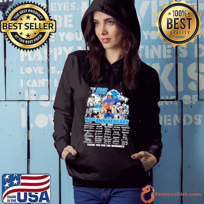 The detroit lions 90th anniversary 1934 2024 thank you for the memories signature s Hoodie