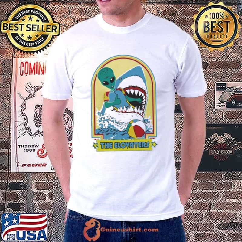 The Elovaters Alien Shark Attack Tee White 2023 shirt