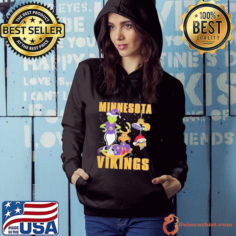 The Grinch And Dog Minnesota Vikings Christmas Logo Shirt Hoodie