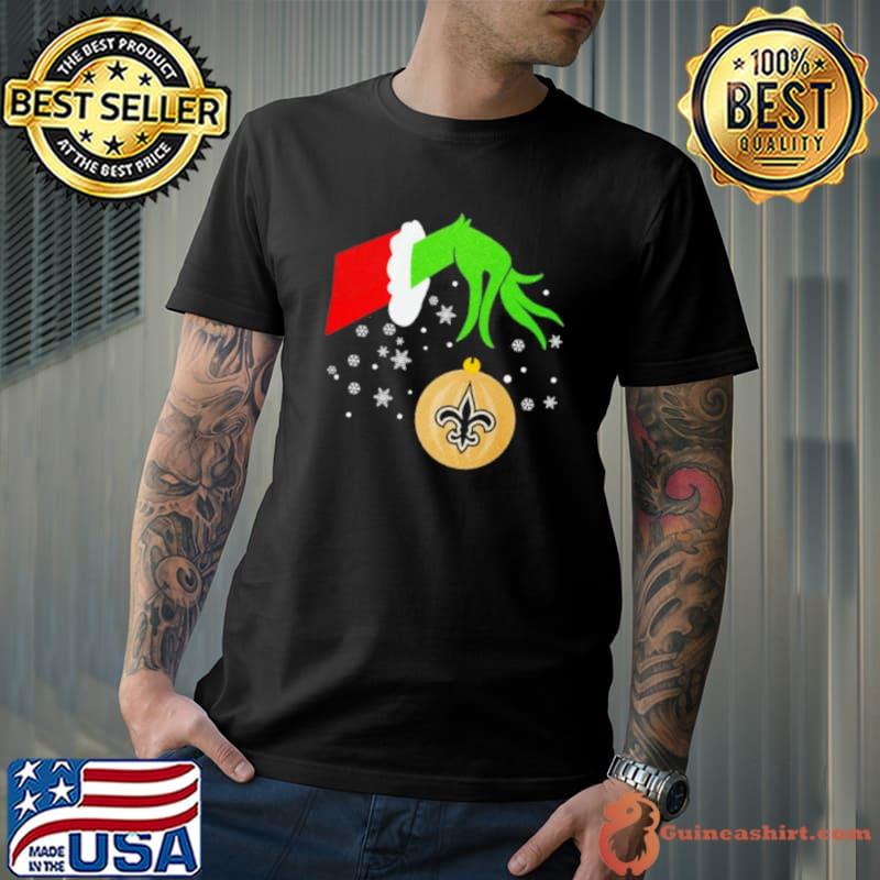 The Grinch Hand Christmas Ornament New Orleans Saints 2023 shirt