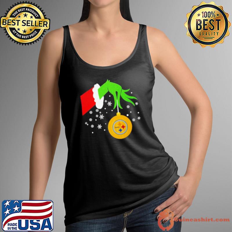 The Grinch Hand Christmas Ornament Pittsburgh Steelers 2023 s Tank Top
