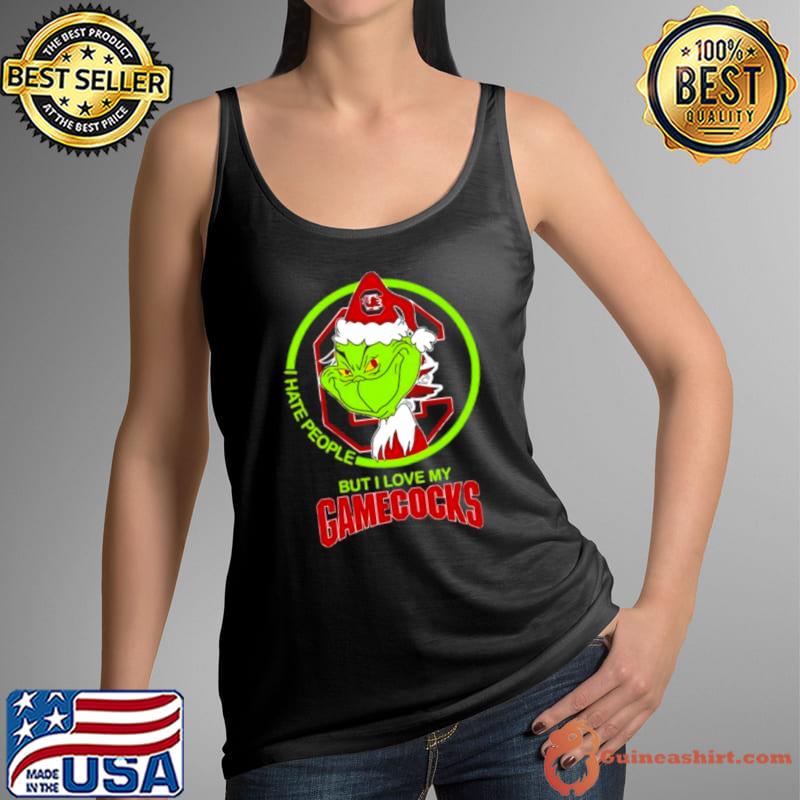 The Grinch I Hate People But I Love My South Carolina Gamecocks Football Logo Shirt Tank Top