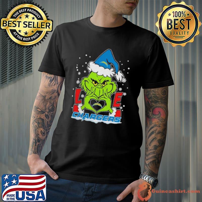 The Grinch Love Heart Los Angeles Chargers Football Christmas 2023 Shirt