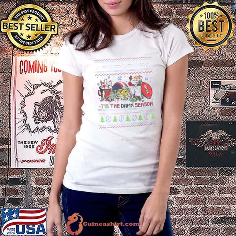 The Grinch New England Patriots NFL Tis The Damn Season Ugly Christmas Shirt Ladiestee