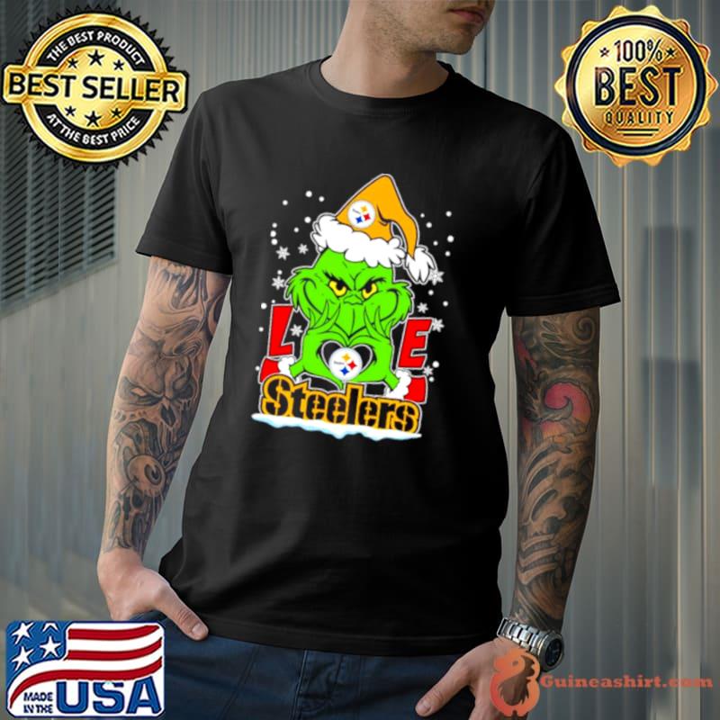 The Grinch Santa love Pittsburgh Steelers shirt