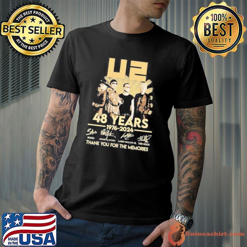 U2 48 years 1976-2024 signatures thank you for the memories shirt