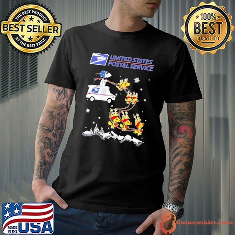 United states postal service snoopy and woodstock xmas shirt