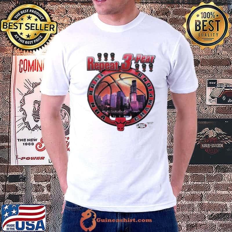 Vintage Chicago Bulls 1998 NBA Champions Repeat 3 Peat Michael Jordan Shirt