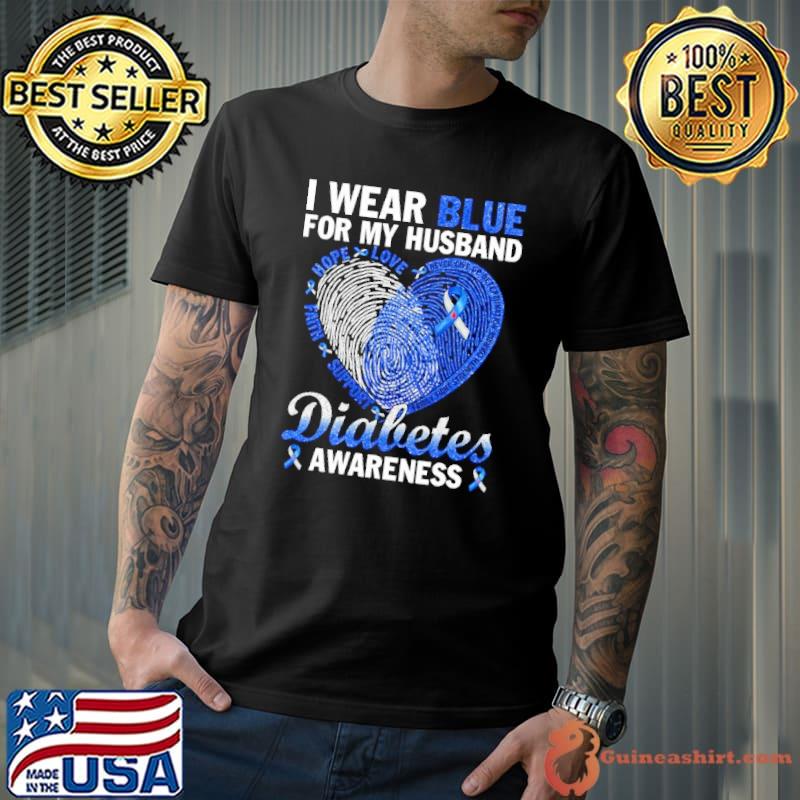 Wear Blue For My Husband Diabetes Awareness heart shirt