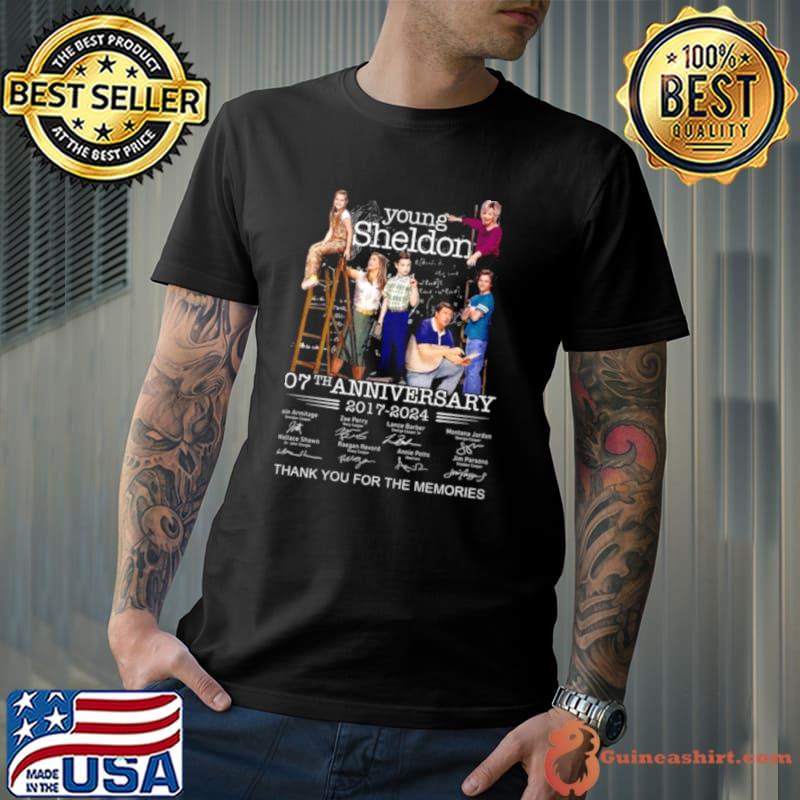 Young Sheldon 07th Anniversary 2017 2024 Signatures Thank You For The Memories Shirt