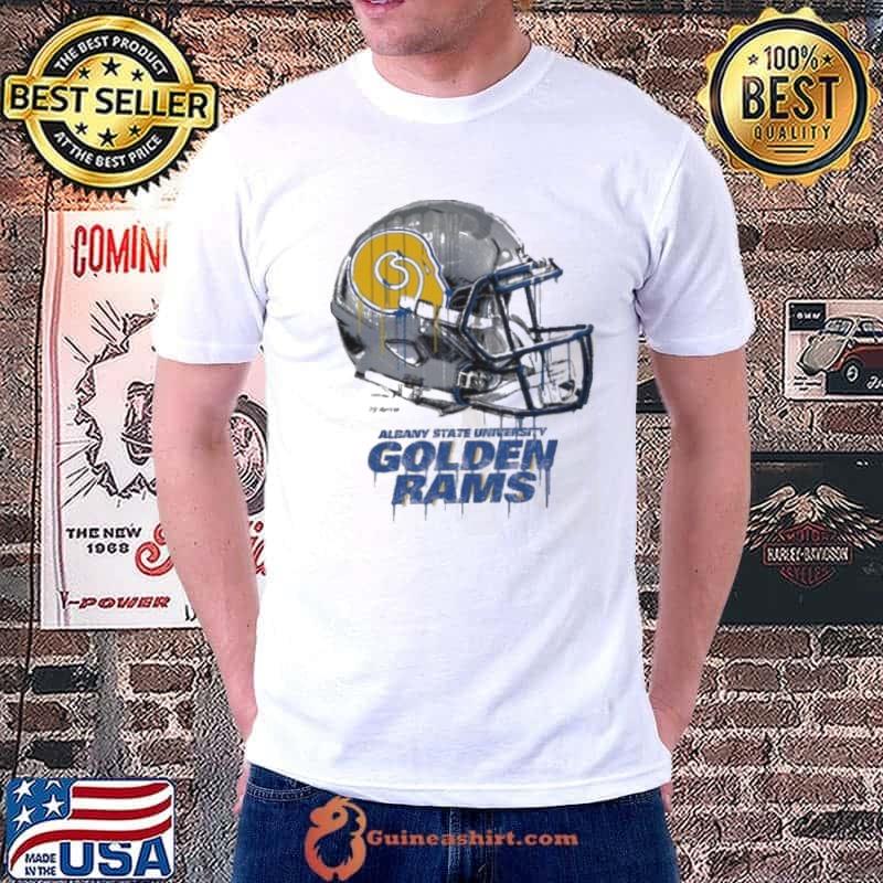Youth White Albany State Golden Rams Team Logo Dripping Helmet Shirt