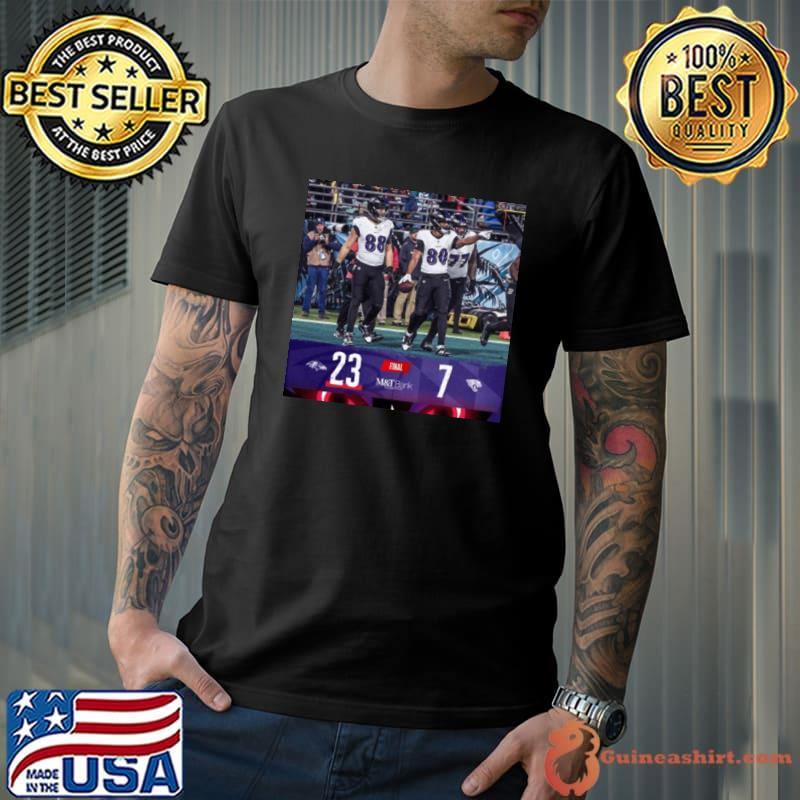 Baltimore Raven Win 23 7 Jaguars 2023 NFL Game Final Score Shirt Unisex