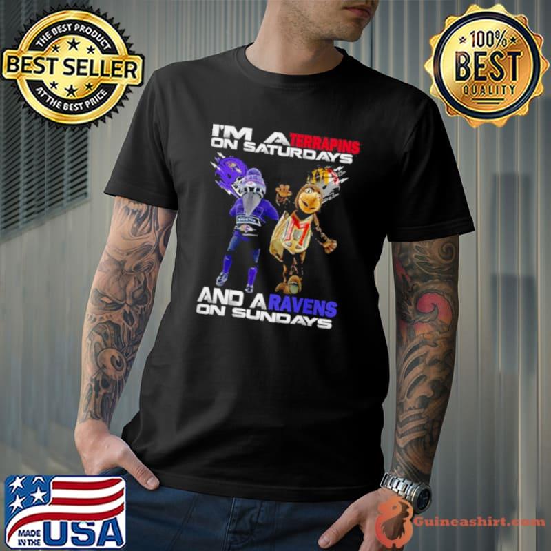 Baltimore Ravens vs Maryland Terrapins Mascots I’m A Terrapin On Saturdays And A Raven On Sundays shirt