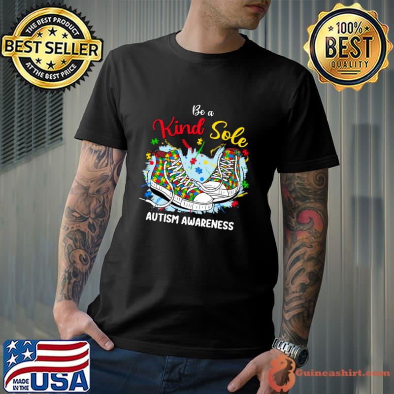 Be A Kind Sole Autism Awareness Rainbow Trendy Puzzle Shoes T-Shirt