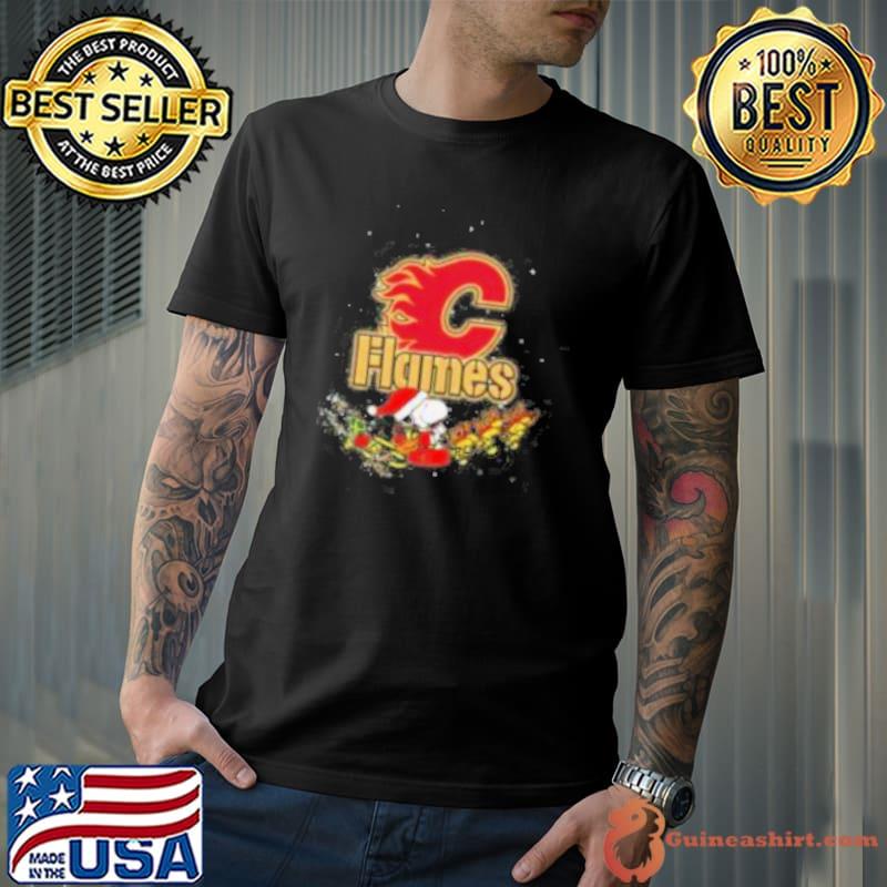Calgary Flames NHL Santa Snoopy and Woodstock Christmas Shirt Unisex