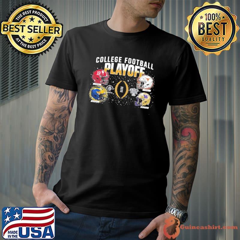 College Football Playoff 2024 4-Team Dueling Helmet Shirt