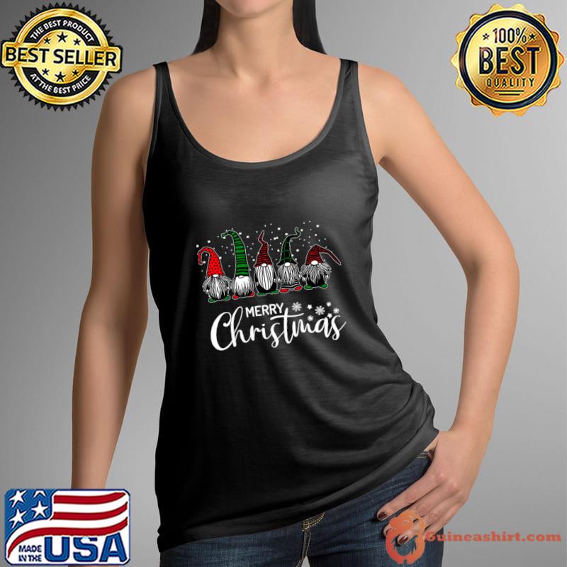Cute Xmas Gnomes In Plaid Hats Merry Christmas Gift Fabulous T-Shirt Tank Top