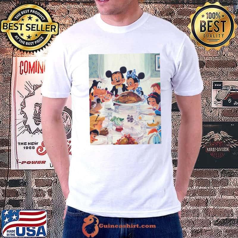 Disney Has Released A New Thanksgiving Painting With Mickey Minnie Snow White Goofy Peter Pan Shirt