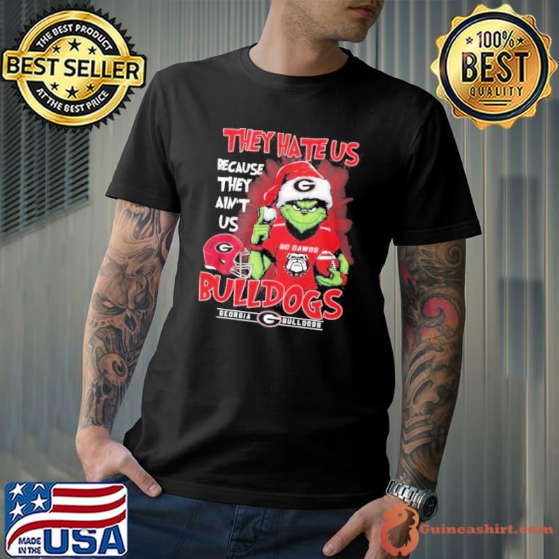 Georgia Bulldog Santa Grinch mashup Green Bay Packer they hate us because they ain’t us Bulldogs Shirt