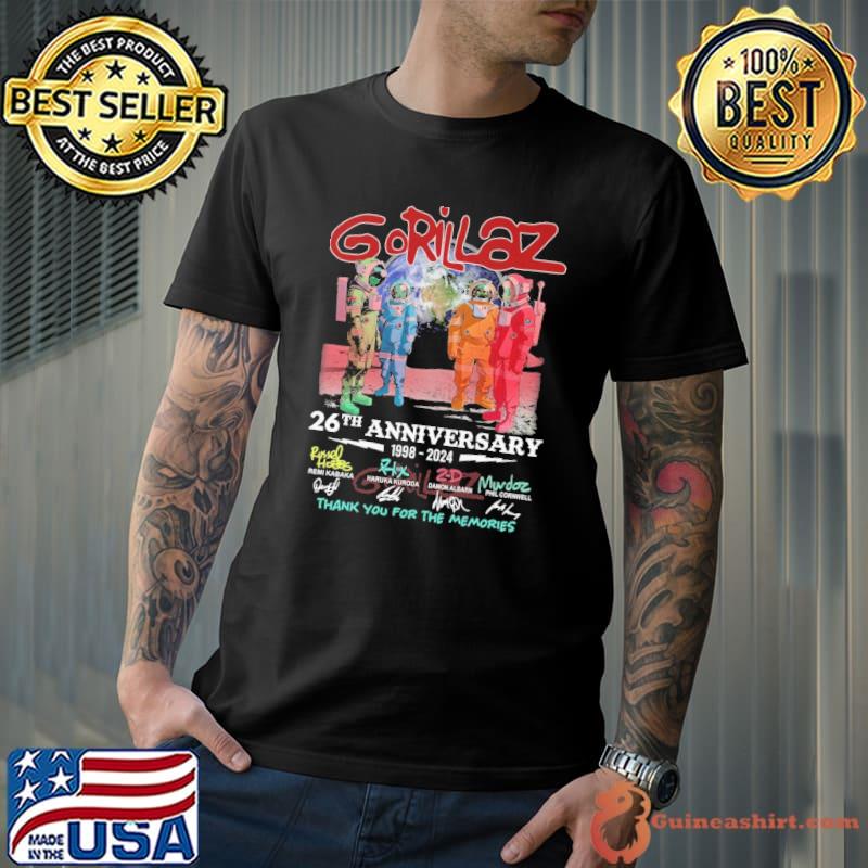 Gorillaz 26th anniversary 1998 2024 thank you for the memories signature shirt