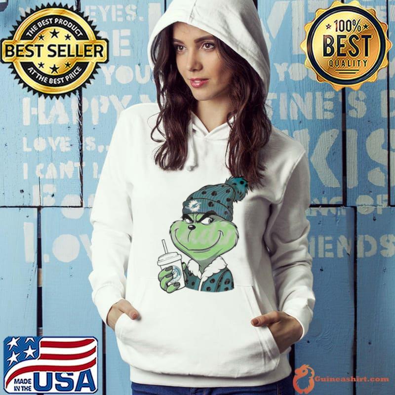 Grinch Drink Coffee Leopard Miami Dolphins Logo s Hoodie
